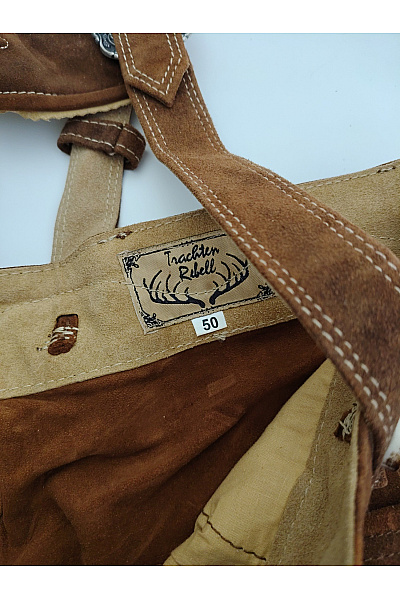 Trachten Deiser Kožené pánské krátké kraťasy s laclem a kšandami vintage Velikost DE 50 | Trachten Deiser | obrázek 4
