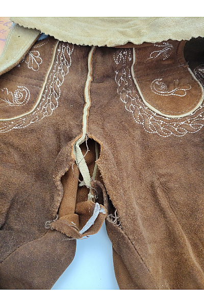Trachten Deiser Kožené pánské krátké kraťasy s laclem a kšandami vintage Velikost DE 50 | Trachten Deiser | obrázek 7