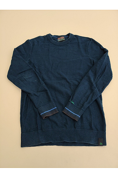 Scotch & Soda Pánský Modrý Bavlněný Pulovr S Dlouhým Rukávem Basic Vel. M