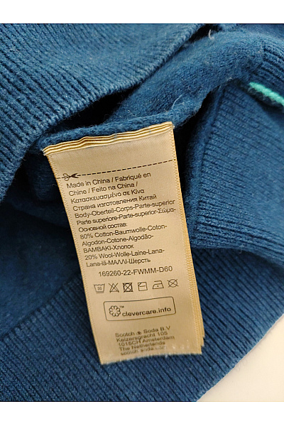 Scotch & Soda Pánský modrý bavlněný pulovr s dlouhým rukávem basic Vel. M | Scotch & Soda | obrázek 6