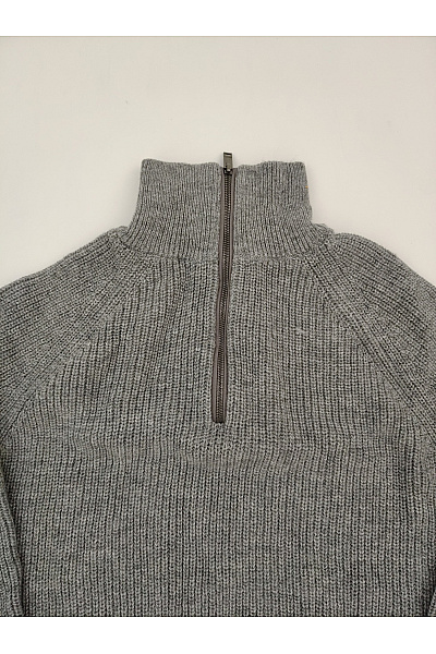 HACKETT Šedý vlněný pulovr se stojáčkem na zip Vel. L | HACKETT | obrázek 3