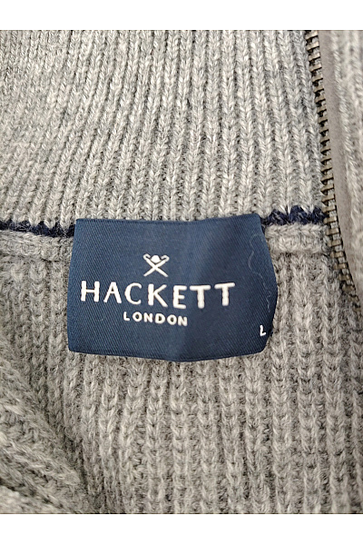 HACKETT Šedý vlněný pulovr se stojáčkem na zip Vel. L | HACKETT | obrázek 6
