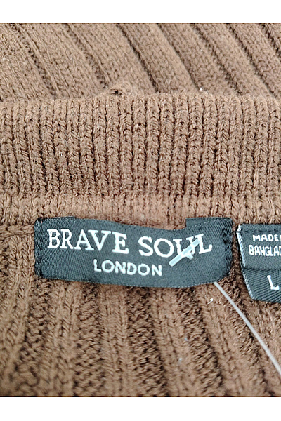 BRAVE SOUL Hnědé pletené úpletové šaty s límečkem a dlouhým rukávem Vel. L | BRAVE SOUL | obrázek 5