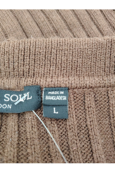 BRAVE SOUL Hnědé pletené úpletové šaty s límečkem a dlouhým rukávem Vel. L | BRAVE SOUL | obrázek 6