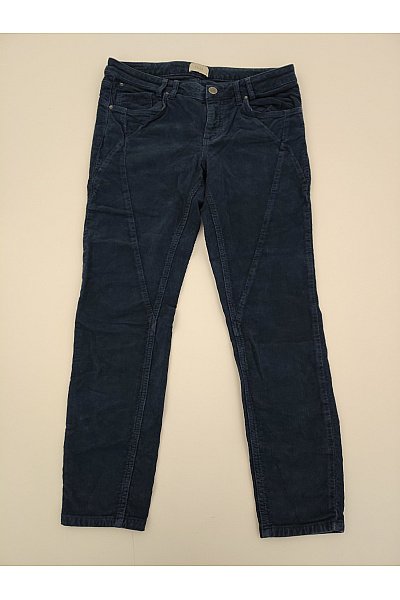 PULZ JEANS Dámské Modré Manšestrové Džíny Rovné S Kapsami Velikost EU 44