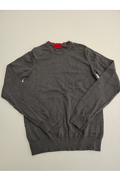 Hugo Boss Šedý Vlněný Pulovr Basic Velikost M