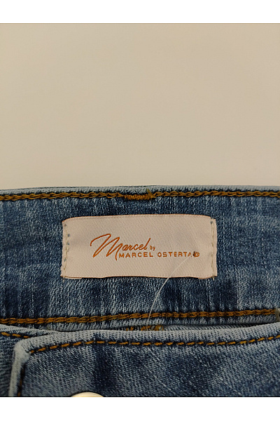 Marcel by Ostertag Dámské modré bavlněné džíny wide leg s vysokým pasem a roztřepenými nohavicemi Velikost DE 42 | Marcel by Marcel Ostertag | obrázek 4