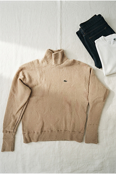 LACOSTE Béžový Vlněný Rolák Pulovr Vel. EU 38