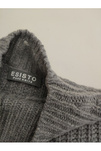ESISTO Šedý vlněný pulovr se stojáčkem pletený oversized Velikost XL | ESISTO | obrázek 4