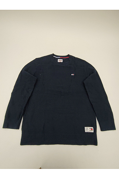 TOMMY HILFIGER Modrý Pletený Pulovr Přes Hlavu Basic Velikost L