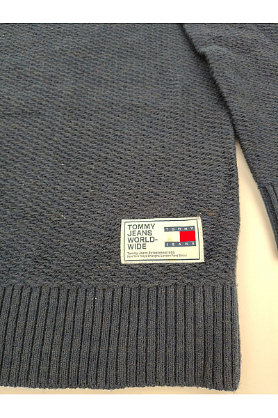 TOMMY HILFIGER Modrý pletený pulovr přes hlavu basic Velikost L | TOMMY HILFIGER | obrázek 2