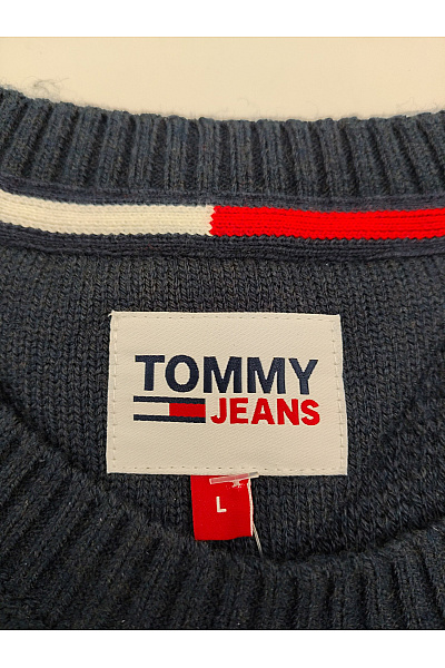 TOMMY HILFIGER Modrý pletený pulovr přes hlavu basic Velikost L | TOMMY HILFIGER | obrázek 6