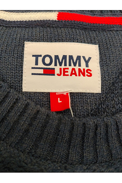 TOMMY HILFIGER Modrý pletený pulovr přes hlavu basic Velikost L | TOMMY HILFIGER | obrázek 7