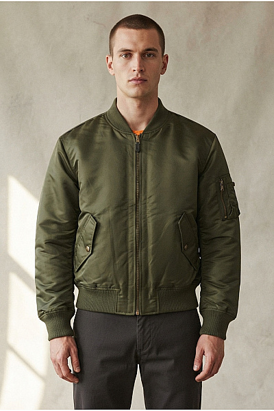 Champion Pánský Khaki Bomber Bunda Se Zipem Vel. US M