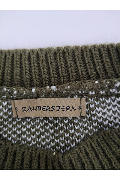 ZAUBERSTERN Dámský khaki pletený pulovr se vzorem a balonovými rukávy Velikost S | ZAUBERSTERN | obrázek 5