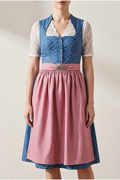 Heimatgwand Bavlněné Dirndl šaty S Krajkou Midi Vel. S