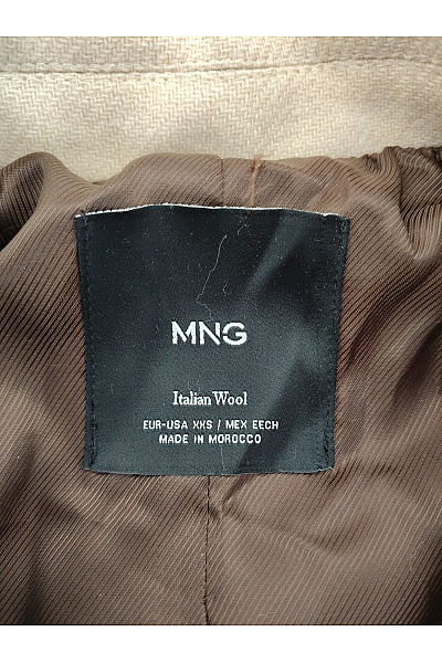 MANGO Béžový vlněný kabát s páskem elegantní dlouhý Vel. EU XXS | MANGO | obrázek 7