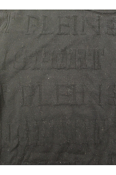 PLEIN SPORT Pánský vlněný pulovr Merino modrý pletený vzorovaný Velikost XL | PLEIN SPORT | obrázek 4
