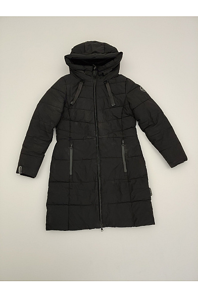 MARIKOO Černá prošívaná zimní dlouhá bunda s kapucí Velikost S | MARIKOO | obrázek 2