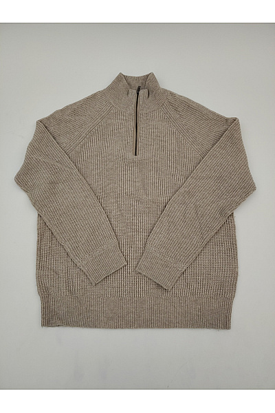 HACKETT Béžový vlněný merino pulovr se stojáčkem na zip Velikost L | HACKETT | obrázek 2