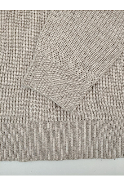HACKETT Béžový vlněný merino pulovr se stojáčkem na zip Velikost L | HACKETT | obrázek 3