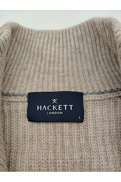 HACKETT Béžový vlněný merino pulovr se stojáčkem na zip Velikost L | HACKETT | obrázek 5