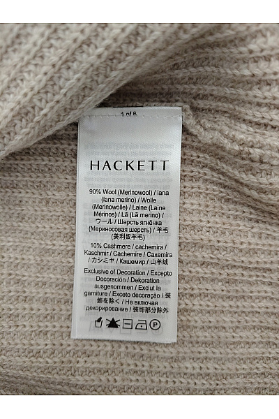 HACKETT Béžový vlněný merino pulovr se stojáčkem na zip Velikost L | HACKETT | obrázek 6