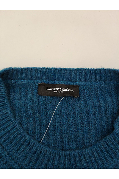LAWRENCE GREY Dámský modrý kašmírový pulovr žebrovaný pletený basic Vel. XL | LAWRENCE GREY | obrázek 3
