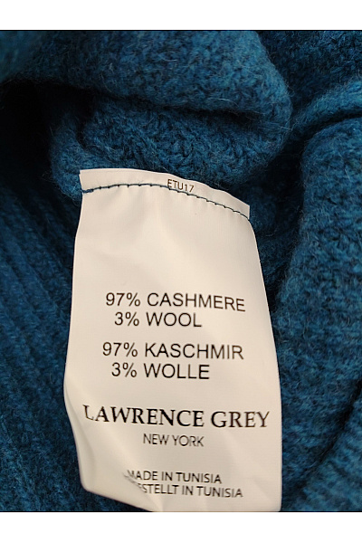 LAWRENCE GREY Dámský modrý kašmírový pulovr žebrovaný pletený basic Vel. XL | LAWRENCE GREY | obrázek 4