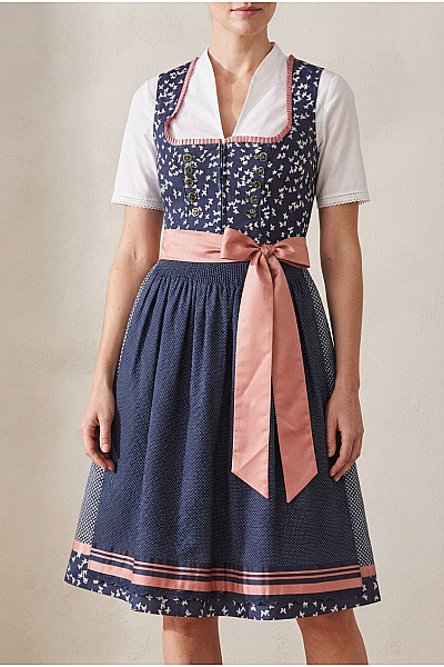 KRUGER Bavlněné Dirndl šaty S Výšivkou Modré Velikost DE 46