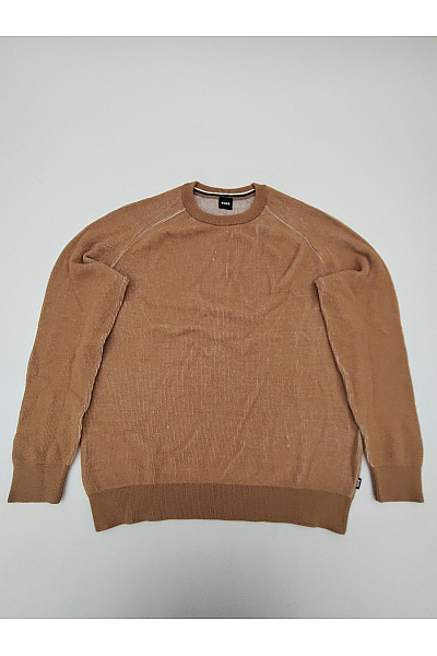 Hugo Boss Hnědý Bavlněný Pletený Pulovr Basic Velikost XL