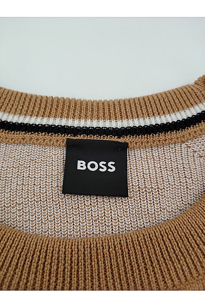 Hugo Boss Hnědý bavlněný pletený pulovr basic Velikost XL | Hugo Boss | obrázek 6