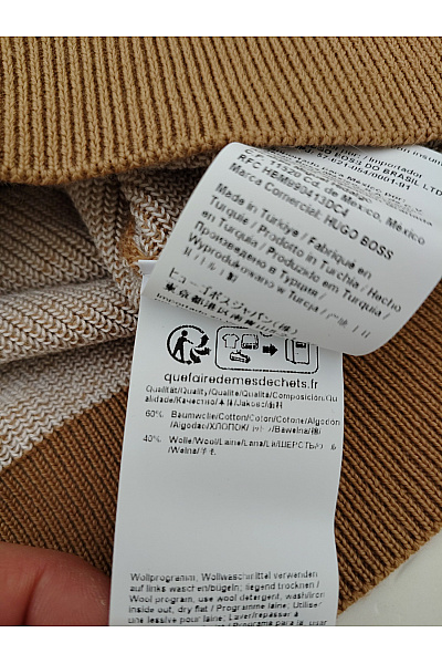 Hugo Boss Hnědý bavlněný pletený pulovr basic Velikost XL | Hugo Boss | obrázek 8