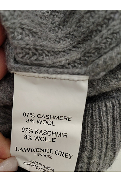 LAWRENCE GREY Šedý kašmírový pulovr žebrovaný pletený basic Vel. XL | LAWRENCE GREY | obrázek 4