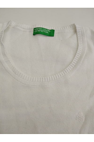 BENETTON Bílý bavlněný dámský pulovr s dlouhým rukávem basic Vel. M | BENETTON | obrázek 3