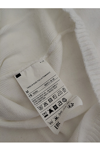 BENETTON Bílý bavlněný dámský pulovr s dlouhým rukávem basic Vel. M | BENETTON | obrázek 6