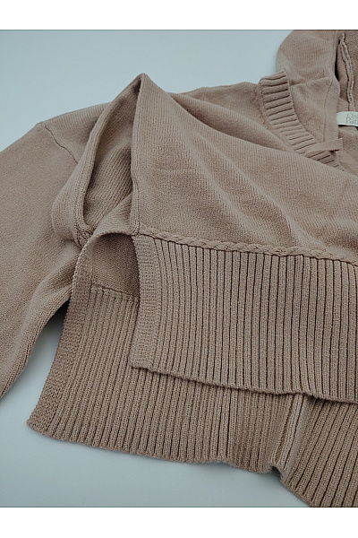 C'est tout Béžový pletený komplet s kapucí oversized Vel. DE 42 | C'est tout | obrázek 6