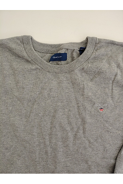 GANT Pánský šedý bavlněný pulovr basic Vel. S | GANT | obrázek 3