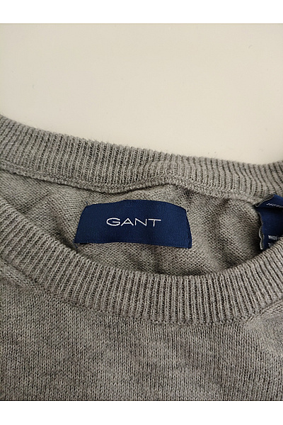 GANT Pánský šedý bavlněný pulovr basic Vel. S | GANT | obrázek 7