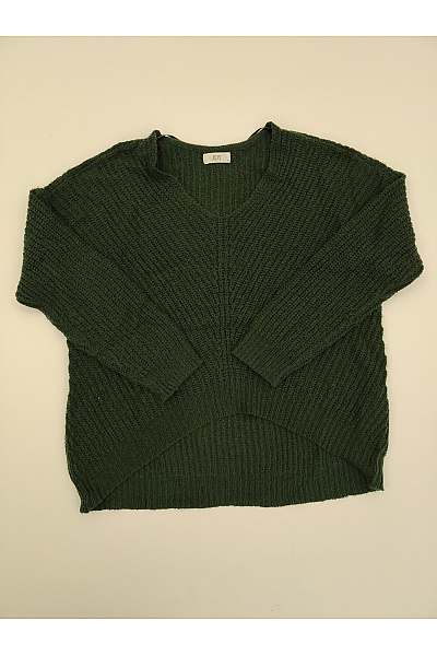 JDY Dámský Zelený Pletený Pulovr Do Véčka Oversized Vel. M