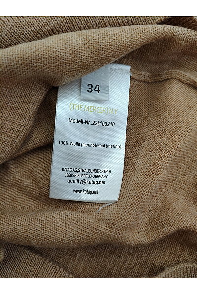 THE MERCER N.Y. Béžový vlněný merino pulovr basic Vel. EU 34 | THE MERCER N.Y. | obrázek 4