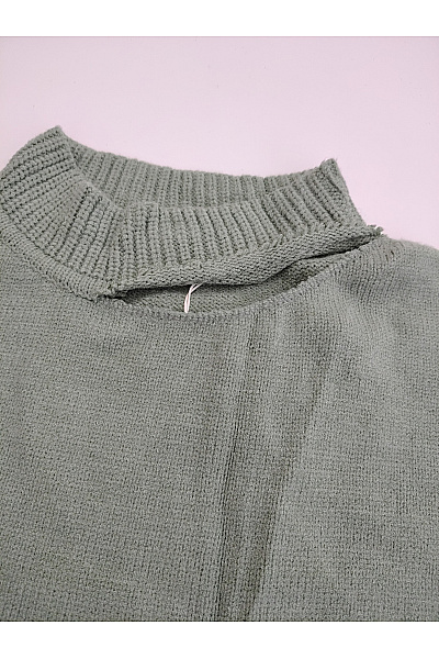 Dámský khaki pletený oversized pulovr se stojáčkem Vel. EU 40 | Unimoda | obrázek 3