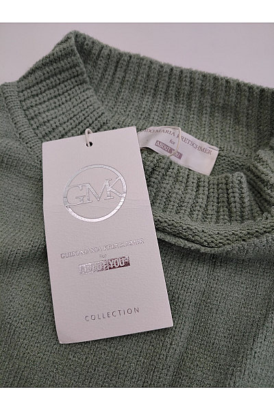 Dámský khaki pletený oversized pulovr se stojáčkem Vel. EU 40 | Unimoda | obrázek 5