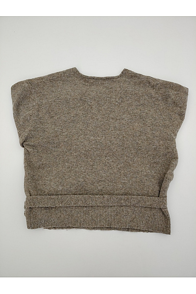 Hnědý zavinovací pletený crop svetr s balonovými rukávy Velikost EU 34 | Unimoda | obrázek 5