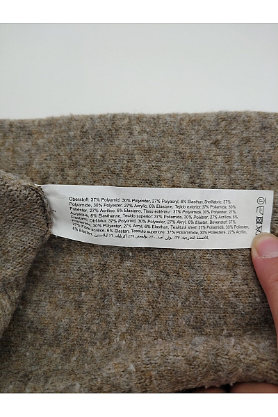 Hnědý zavinovací pletený crop svetr s balonovými rukávy Velikost EU 34 | Unimoda | obrázek 7