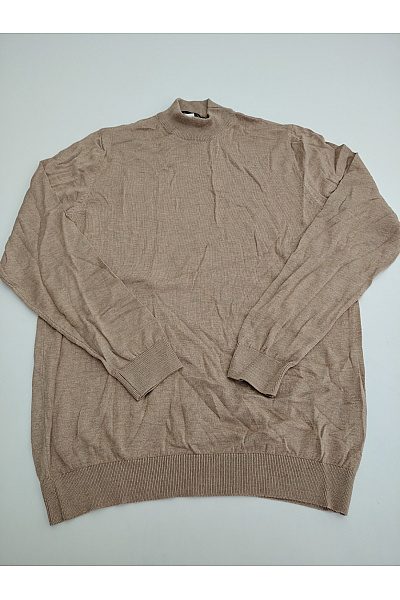 PULL&BEAR Pánský Béžový Pletený Pulovr Se Stojáčkem Basic Vel. EU M