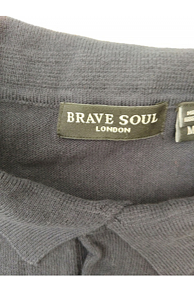 BRAVE SOUL Pánský černý bavlněný pulovr s límečkem a knoflíky Vel. M | BRAVE SOUL | obrázek 5