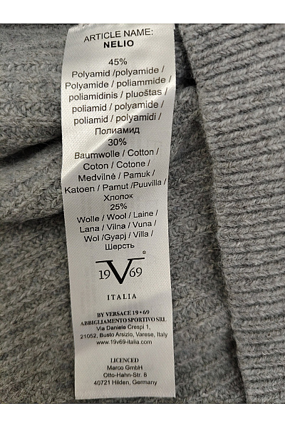 V1969 ITALIA Šedý pletený žebrovaný pulovr přes hlavu Vel. XXL | V1969 ITALIA | obrázek 6