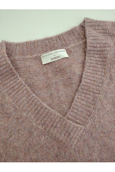 Dámský růžový pletený pulovr do véčka oversized Velikost EU 36 | Unimoda | obrázek 3