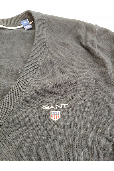 GANT Dámský černý bavlněný pulovr s výstřihem do V basic Velikost M | GANT | obrázek 3